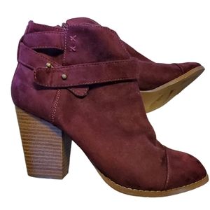 Beautiful Dark wine colored suede Charlotte Russo heeled booties.